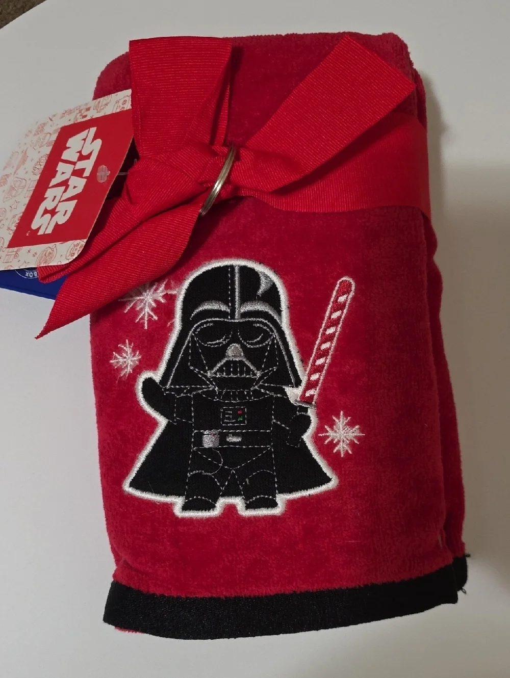 Star Wars Red Darth Vader Holiday Plush Towel with Black Trim